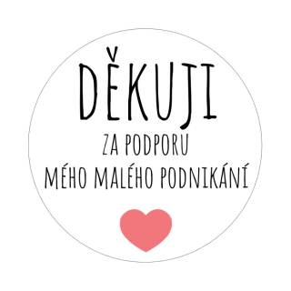Samolepky "děkuji za podporu" kruh 4cm (arch 20ks)