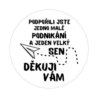 Samolepky "podpořili jste" ČB, kruh 4cm (arch 20ks)