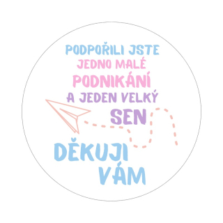 Samolepky "podpořili jste" barevné, kruh 4cm (arch 20ks)